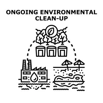 Environmental clean up process and pollution prevention concept Stock Illustration