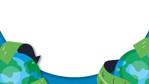 Environmental cleanup and save the planet banner with cartoon earth globes .. Stock-Illustration