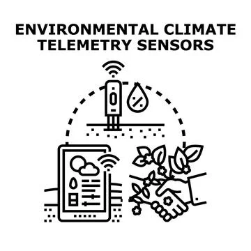 Environmental climate telemetry sensors measuring growth data Stock Illustration