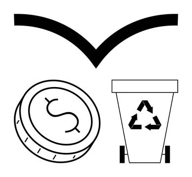 Environmental Commitment Featuring Recycling Bin, Coin with Dollar Sign, an.. Stock Illustration