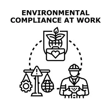 Environmental compliance at work concept embracing sustainability Stock Illustration