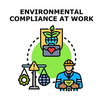 Environmental compliance at work concept embracing sustainability Stock Illustration