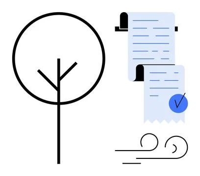 Environmental Conservation with Compliance Check and Nature Representation Stock Illustration
