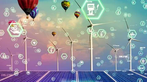 Environmental conservation technology and approaching global sustainable ESG Illustrazione stock