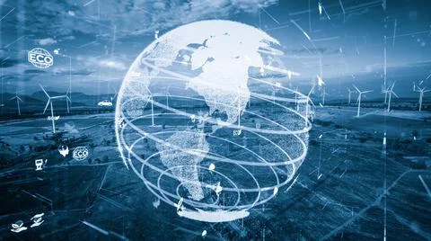 Environmental conservation technology and approaching global sustainable ESG Illustrazione stock