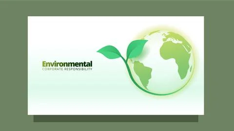 Environmental corporate responsability concept. earth globe with green leaf Stock Illustration