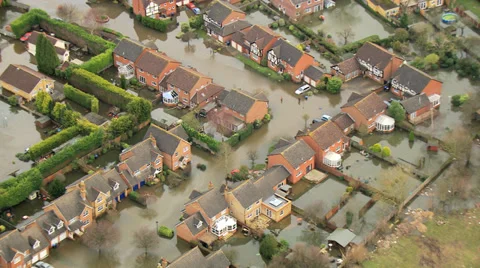 Environmental damage by flooding, Surrey, UK Stock Footage