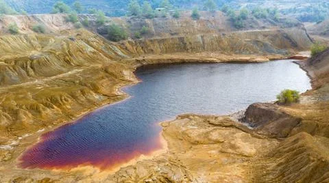 Environmental damage at open pit pyrite mining site near Sia, Cyprus Stock Photos