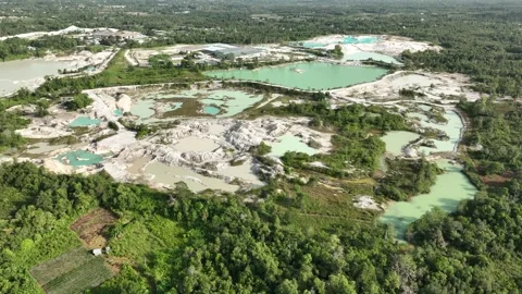 Environmental Damage from Tin Mining Aerial Belitung 動画素材 327848296
