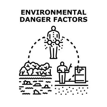 Environmental danger factors harming human health and nature Stock Illustration