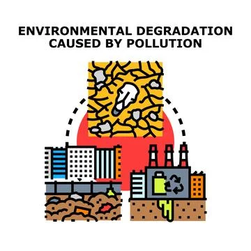 Environmental degradation causing climate change and contamination Stock Illustration