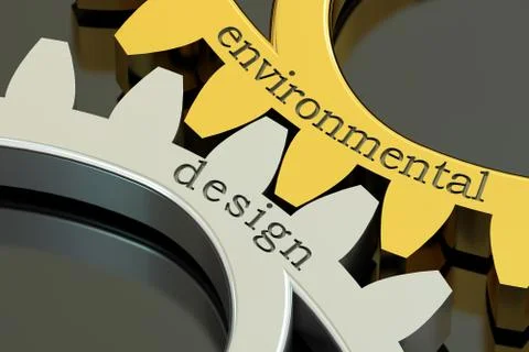 Environmental design concept on the gearwheels, 3D rendering Stock Illustration