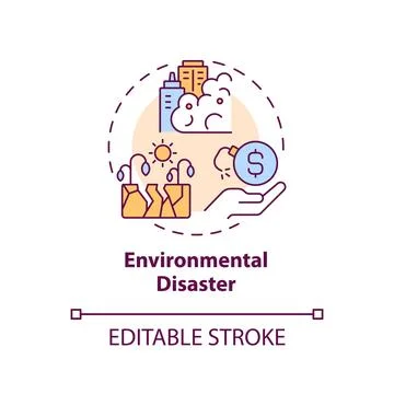 Environmental disaster concept icon Stock Illustration