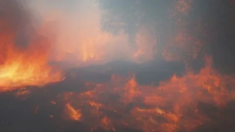 Environmental disaster of fire burning planet earth looping background Stock Footage 220933957