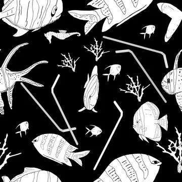 Environmental disaster of plastic debris in the ocean Stock Illustration