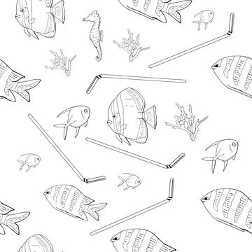 Environmental disaster of plastic debris in the ocean Stock Illustration