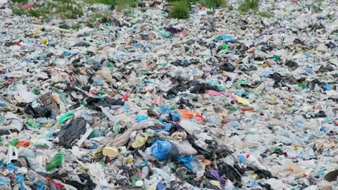 Environmental disaster of plastic waste. Ocean beaches are polluted with plastic Stock Footage 163842631