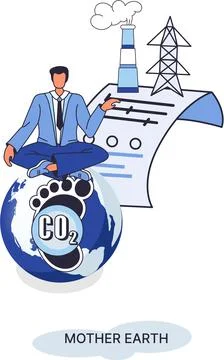 Environmental, ecological problems air and atmosphere carbon pollution, causes Stock Illustration