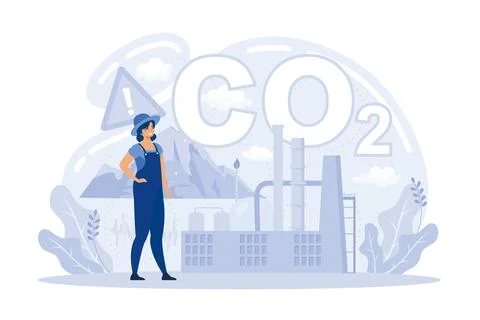 Environmental, ecological problems air and atmosphere pollution, causes of .. Stock Illustration