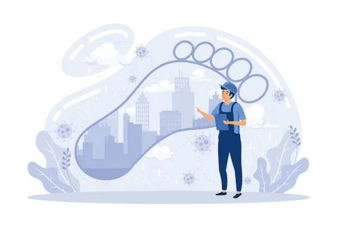 Environmental, ecological problems air and atmosphere pollution, causes of .. Stock-Illustration