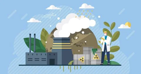 Environmental, ecological problems air and atmosphere carbon pollution, causes Stock Illustration