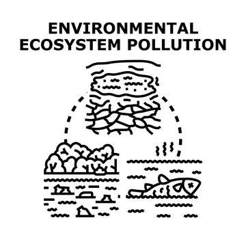 Environmental ecosystem pollution causing global climate crisis problems Stock Illustration