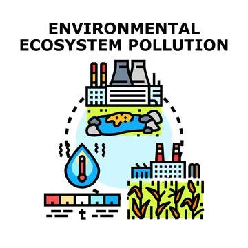 Environmental ecosystem pollution increasing global climate impact Stock Illustration