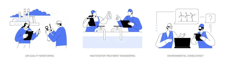 Environmental engineer abstract concept vector illustrations. Stock Illustration