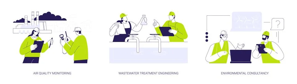 Environmental engineer abstract concept vector illustrations. Stock Illustration