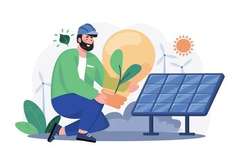 Environmental Engineer Illustration concept. A flat illustration isolated on  Stock Illustration
