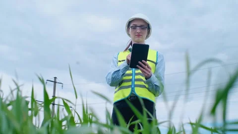 Environmental engineer woman uses project documents and files and collects effec Video stock 241801682