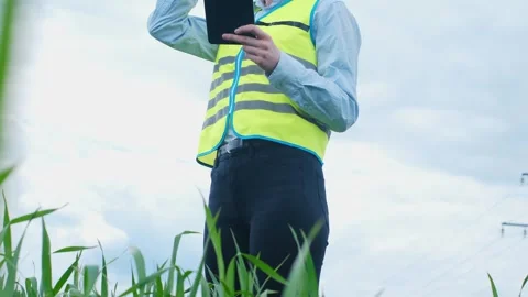 Environmental engineer woman uses project documents and files and collects effec Stock Footage 241801708
