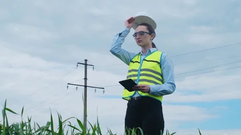 Environmental engineer woman uses project documents and files and collects effec Stock Footage 241801739