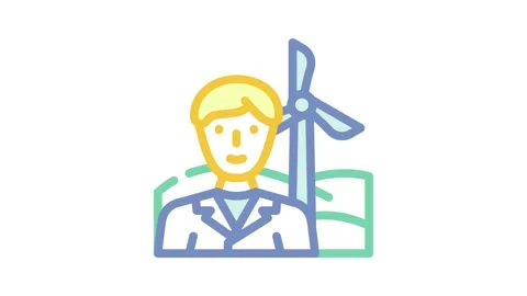 Environmental engineer worker color icon animation Stock Footage 327271289