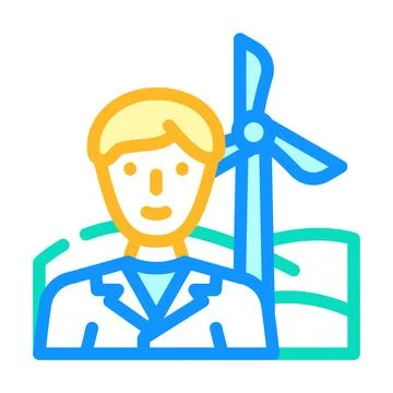 Environmental engineer worker color icon vector illustration Stock Illustration