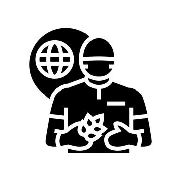 Environmental engineer worker glyph icon vector illustration Stock Illustration