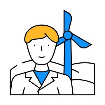 Environmental engineer worker icon color illustration Stock Illustration
