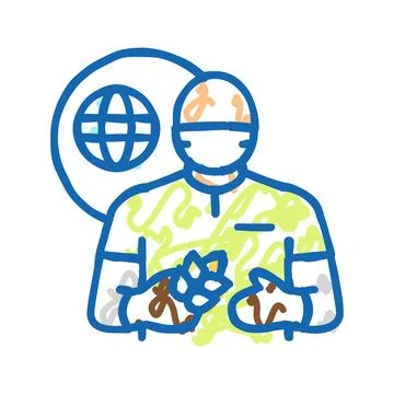 Environmental engineer worker icon doodle illustration Illustrazione stock