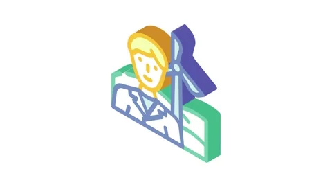 Environmental engineer worker isometric icon animation Stock Footage 327294173
