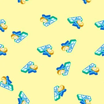 Environmental engineer worker isometric icon seamless pattern Stock Illustration