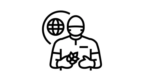 Environmental engineer worker line icon animation Stock Footage 326136649