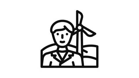 Environmental engineer worker line icon animation Stock Footage 326765835