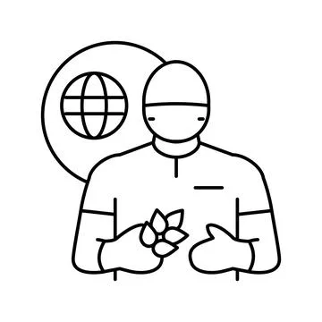 Environmental engineer worker line icon vector illustration Stock Illustration