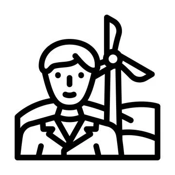 Environmental engineer worker line icon vector illustration Stock Illustration