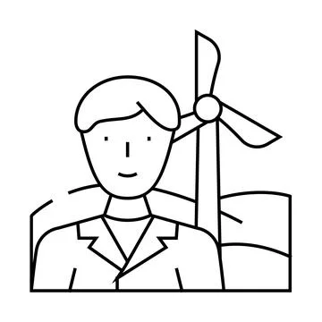Environmental engineer worker line icon vector illustration Stock Illustration
