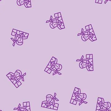 Environmental engineer worker line vector seamless pattern Stock Illustration