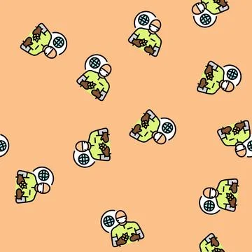 Environmental engineer worker vector seamless pattern Stock Illustration