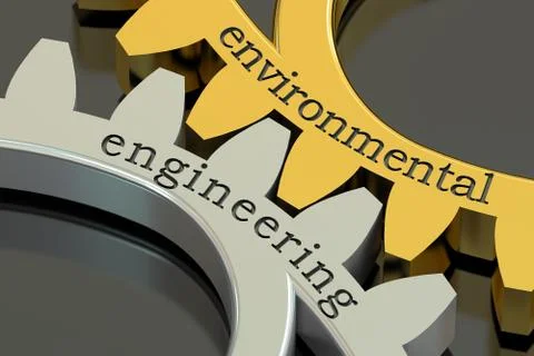 Environmental engineering concept on the gearwheels, 3D rendering Stock Illustration