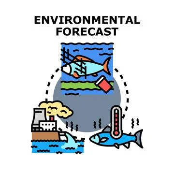 Environmental forecast predicting climate change impact on aquatic life Stock Illustration