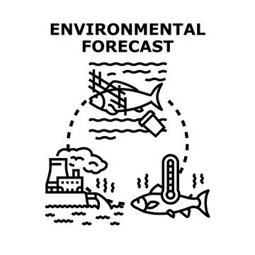 Environmental forecast predicting climate change impact on aquatic life Stock Illustration